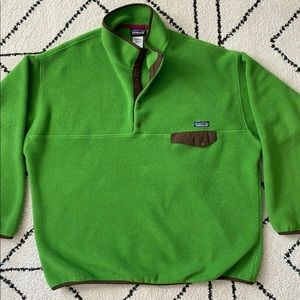 Vintage Patagonia Synchilla Men L Snap Front Pullover Fleece Green Brown Pink
